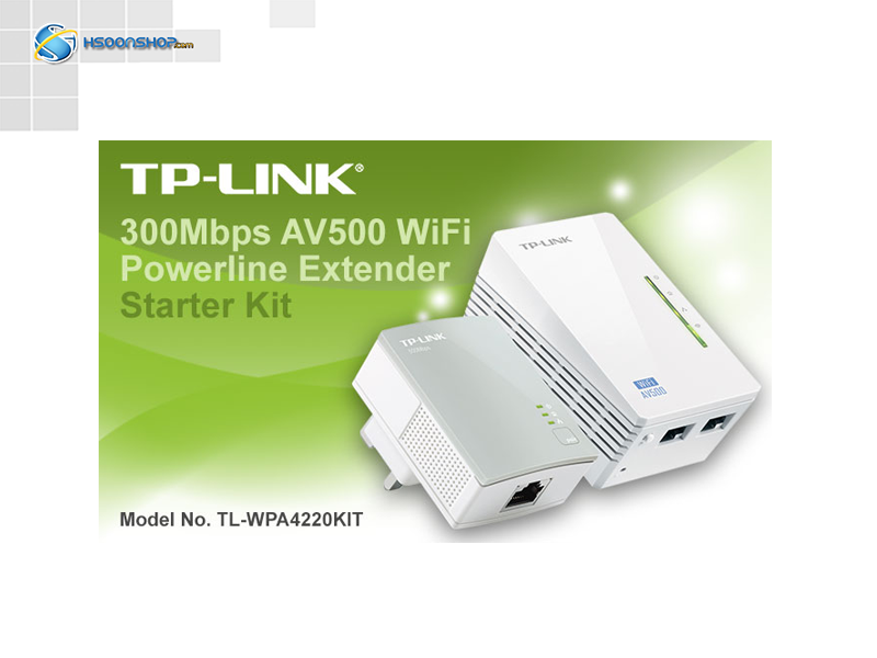کیت آداپتور پاورلاین و گسترش دهنده بی‌سیم تی پی-لینک مدلTP-LINK TL-WPA4220KIT 300Mbps AV500 WiFi Powerline Extender Starter Kit