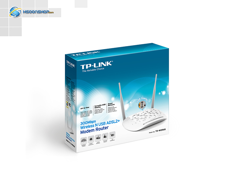 مودم روتر بی‌سیم  تی پی-لینک مدل TP-LINK TD-W8968 Wireless N300 ADSL2+ Modem Router