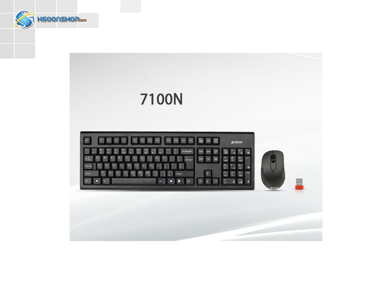 کیبرد و ماوس بی سیم ای فورتک مدل keyboard and mouse A4tech Padless 7100N wireless