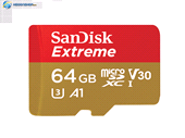 کارت حافظه  سن دیسک   ظرفیت 64 گیگابایت کلاس 10 Sandisk Extreme V30 UHS-I U3 Class 10 90MBps 600X microSDXC With Adapter - 64GB