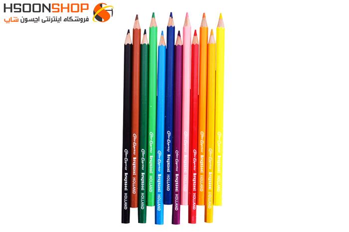 مداد رنگی جعبه فلزی برونزیل 12 رنگ